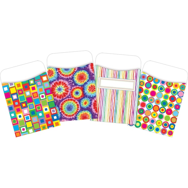 Barker Creek Groovy Peel & Stick Library Pocket Set, Multi-Design, 120/Set, PK120 4061 - main